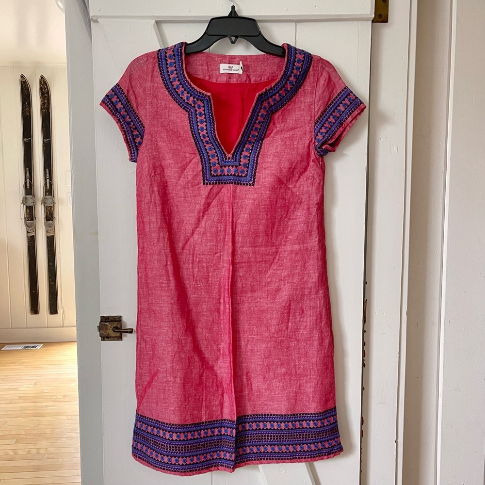 Vineyard Vines hot pink & purple shift dress (0)